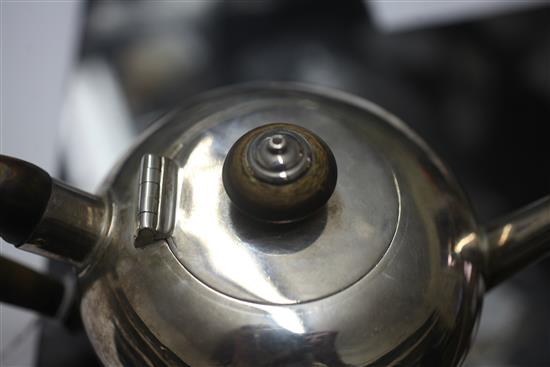 A rare George I Britannia standard silver bullet shaped teapot by Pierre Platel, gross 12.5 oz.
